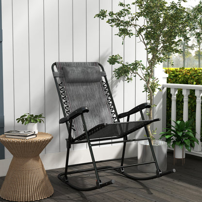 Folding Rocking Chair Outdoor Portable Zero Gravity Chair Grey