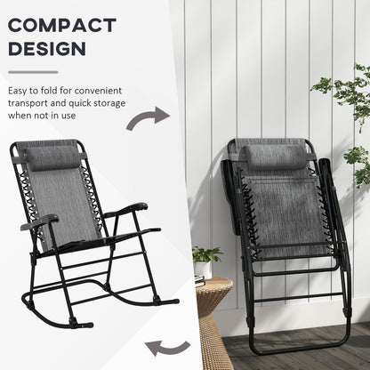 Folding Rocking Chair Outdoor Portable Zero Gravity Chair Grey