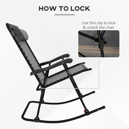 Folding Rocking Chair Outdoor Portable Zero Gravity Chair Grey