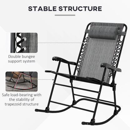 Folding Rocking Chair Outdoor Portable Zero Gravity Chair Grey