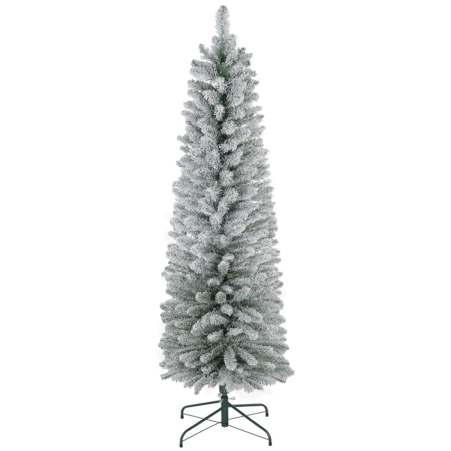 5 Foot Artificial Pencil Christmas Tree with  Snow Flocked Tips, White