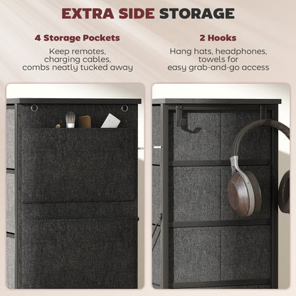 Fabric Chest of Drawers, 10 Drawer Dresser for Bedroom, Charcoal Grey