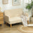 2 Seater Sofa with 21cm Thick Padding and Wood Legs, Cream White