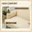 2 Seater Sofa with 21cm Thick Padding and Wood Legs, Cream White