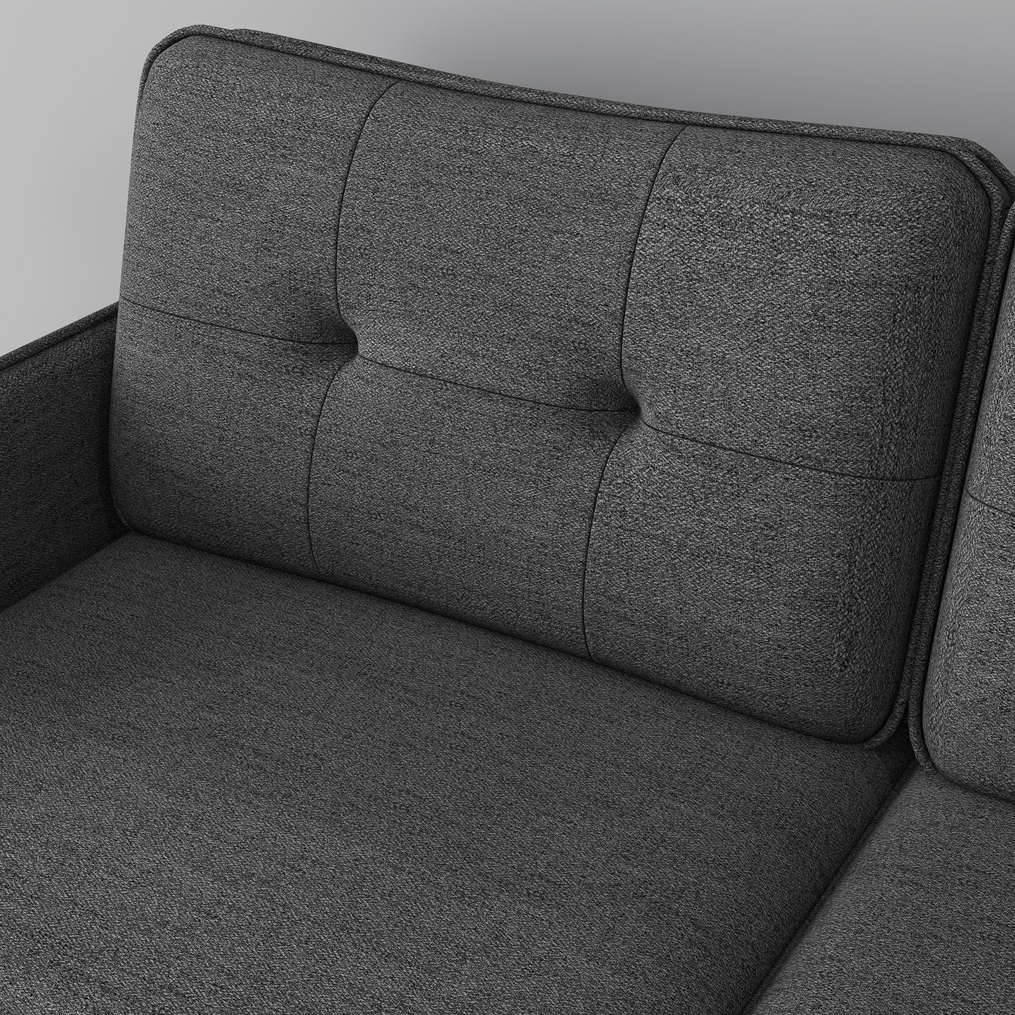 Modern Upholstered Two Seater Sofa for Bedroom Living Room Dark Grey
