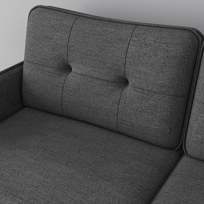 Modern Upholstered Two Seater Sofa for Bedroom Living Room Dark Grey