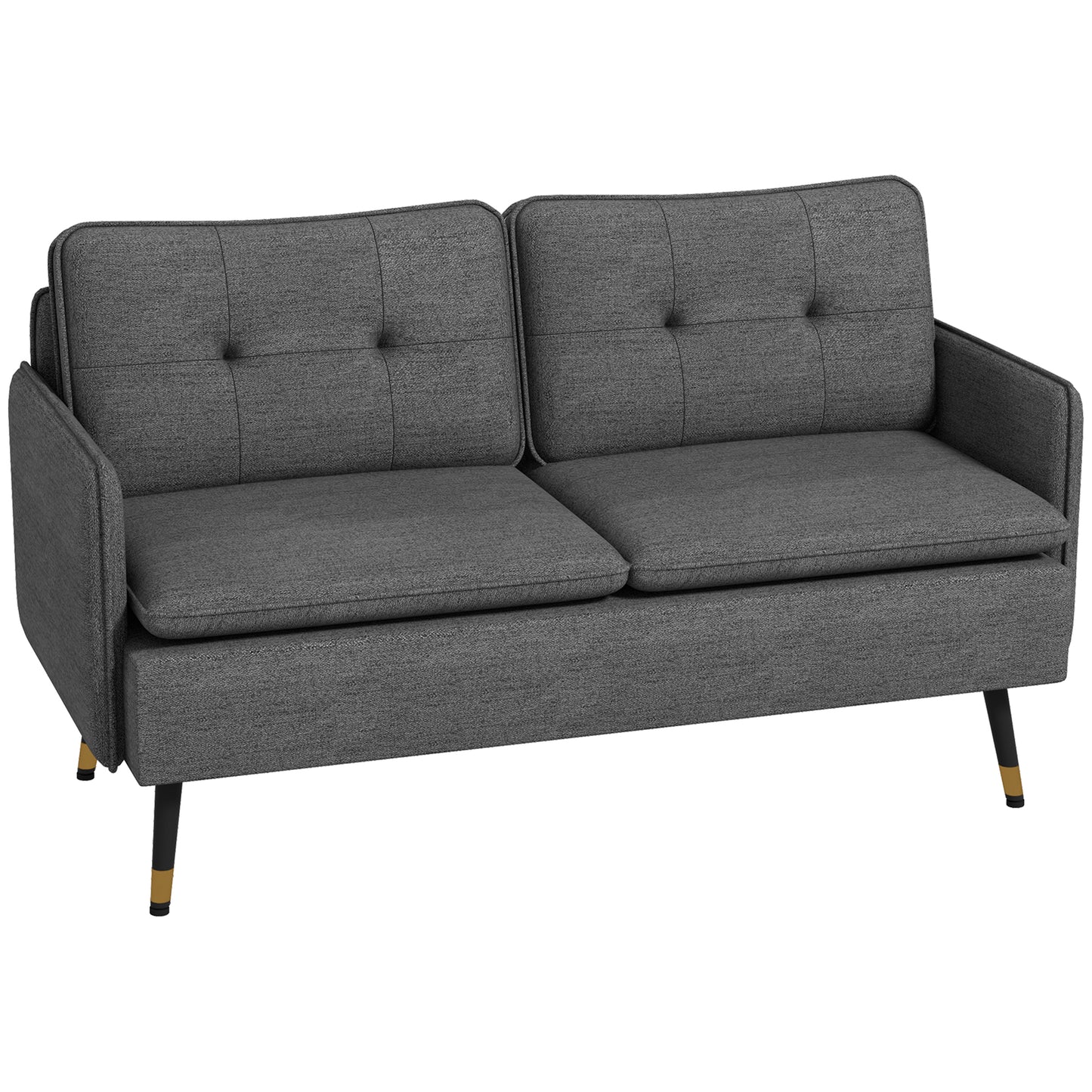 Modern Upholstered Two Seater Sofa for Bedroom Living Room Dark Grey