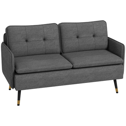 Modern Upholstered Two Seater Sofa for Bedroom Living Room Dark Grey