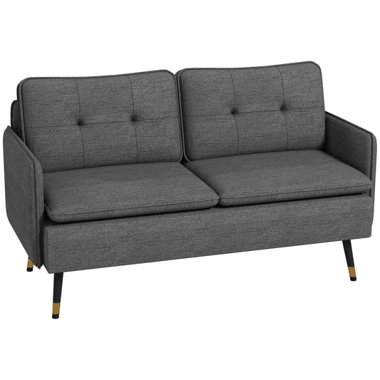 Modern Upholstered Two Seater Sofa for Bedroom Living Room Dark Grey