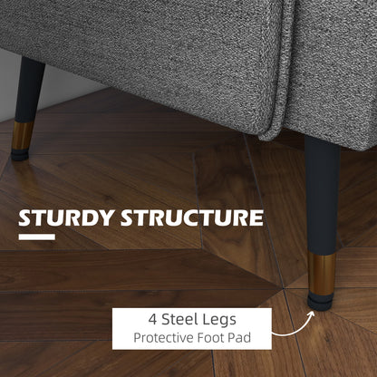 Modern Upholstered Two Seater Sofa for Bedroom Living Room Dark Grey