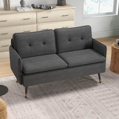 Modern Upholstered Two Seater Sofa for Bedroom Living Room Dark Grey