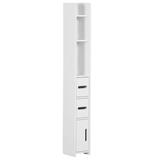 kleankin Freestanding Bathroom Cabinet w/ Open Shelves 3 Cupboards, White