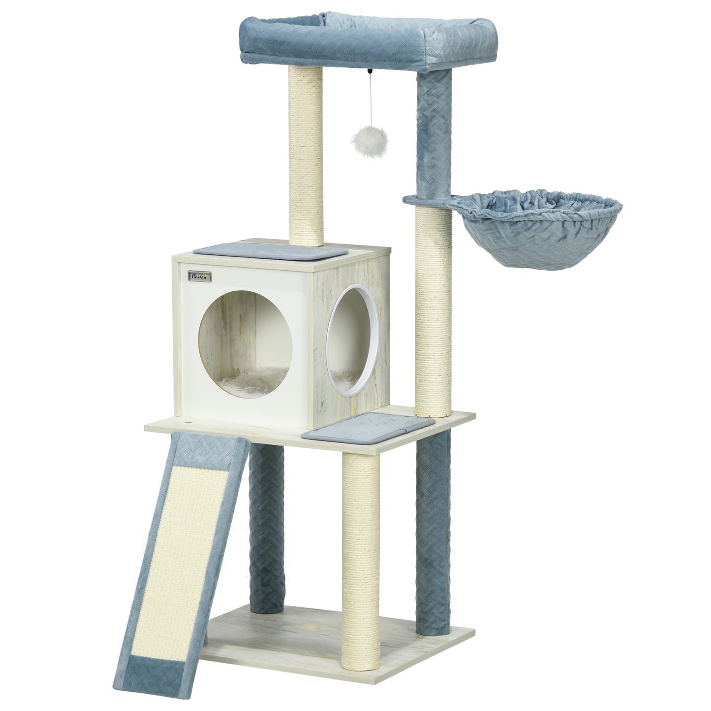 114cm Cat Tree for Indoor Cats, with Scratching Posts, hammock, Bed, House
