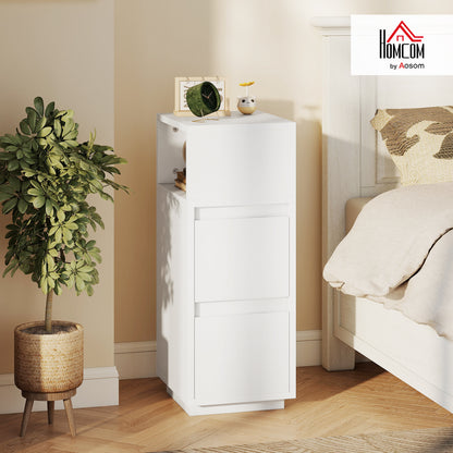 Slim Bedside Table, Bedside Cabinet with Open Shelf and 2 Drawers