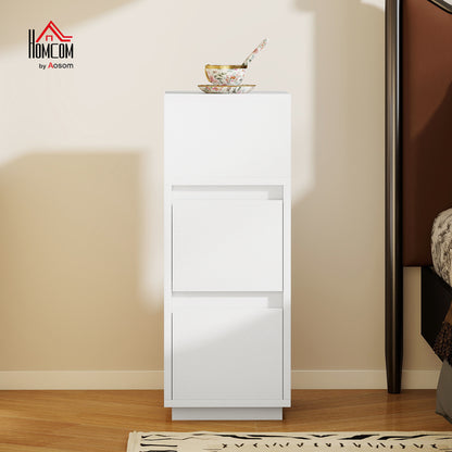 Slim Bedside Table, Bedside Cabinet with Open Shelf and 2 Drawers