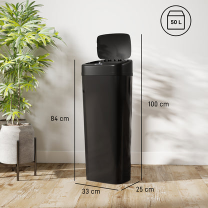 50L Sensor Bin, Stainless Steel Slim Kitchen Bin, Fingerprint-Proof