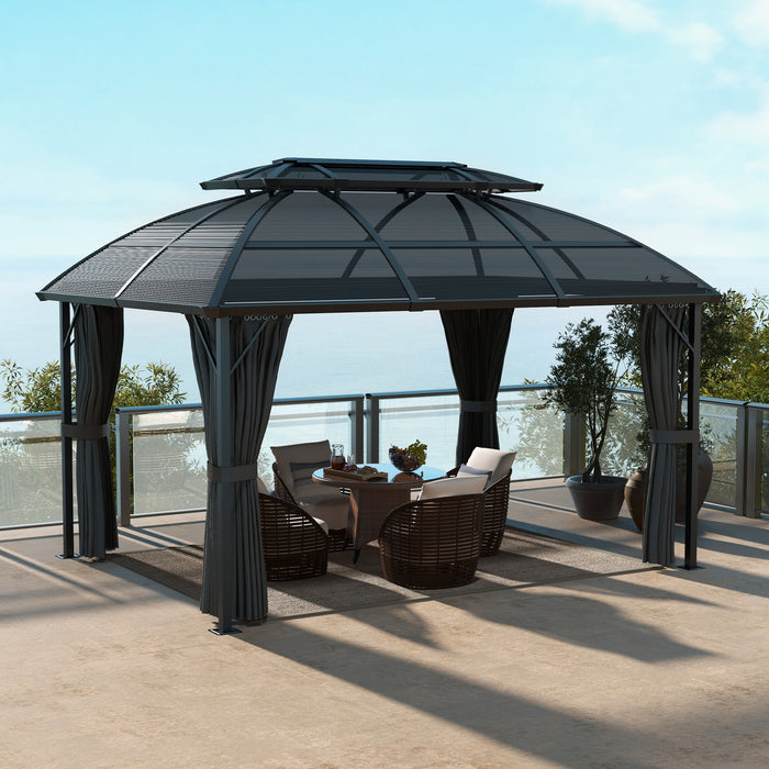 4 x 3m Aluminium Frame Hard Gazebo, with Accessories - Black