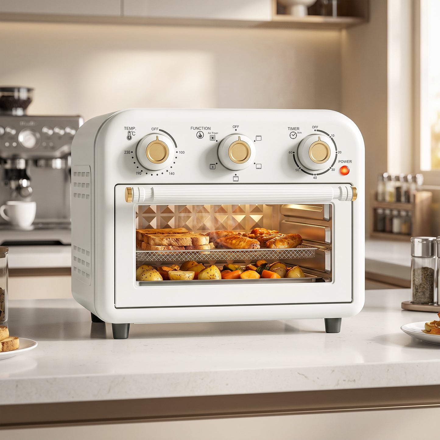 Air Fryer Oven, Convection Oven, 12 L, Cream White