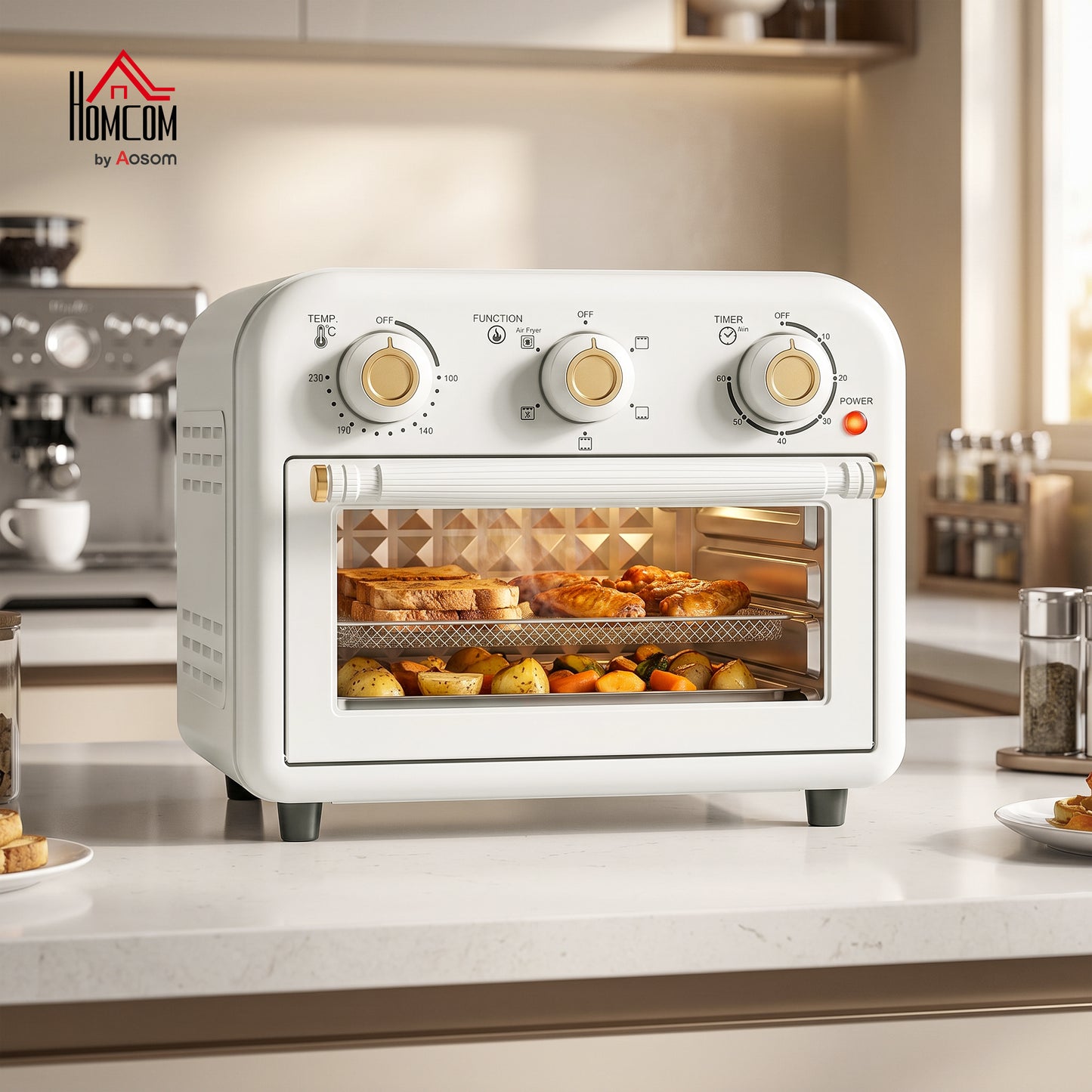 Air Fryer Oven, Convection Oven, 12 L, Cream White