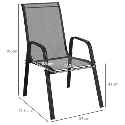 Set of 4 Garden Dining Chair Set Outdoor w/ High Back Armrest Black