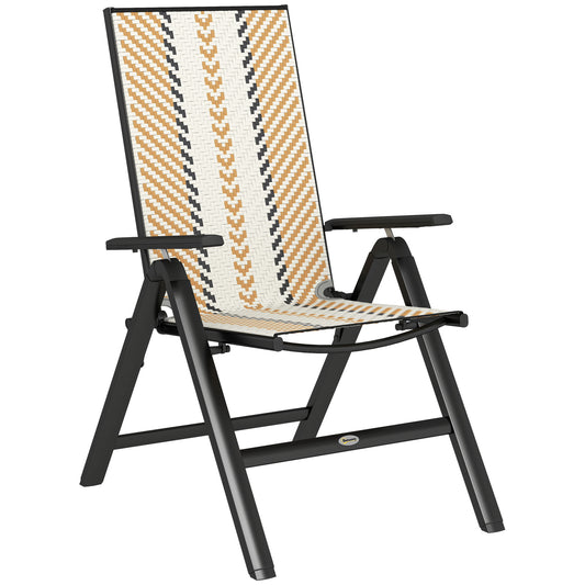 Rattan Folding Chair w/ 5-Position Adjustable Backrest, Orange