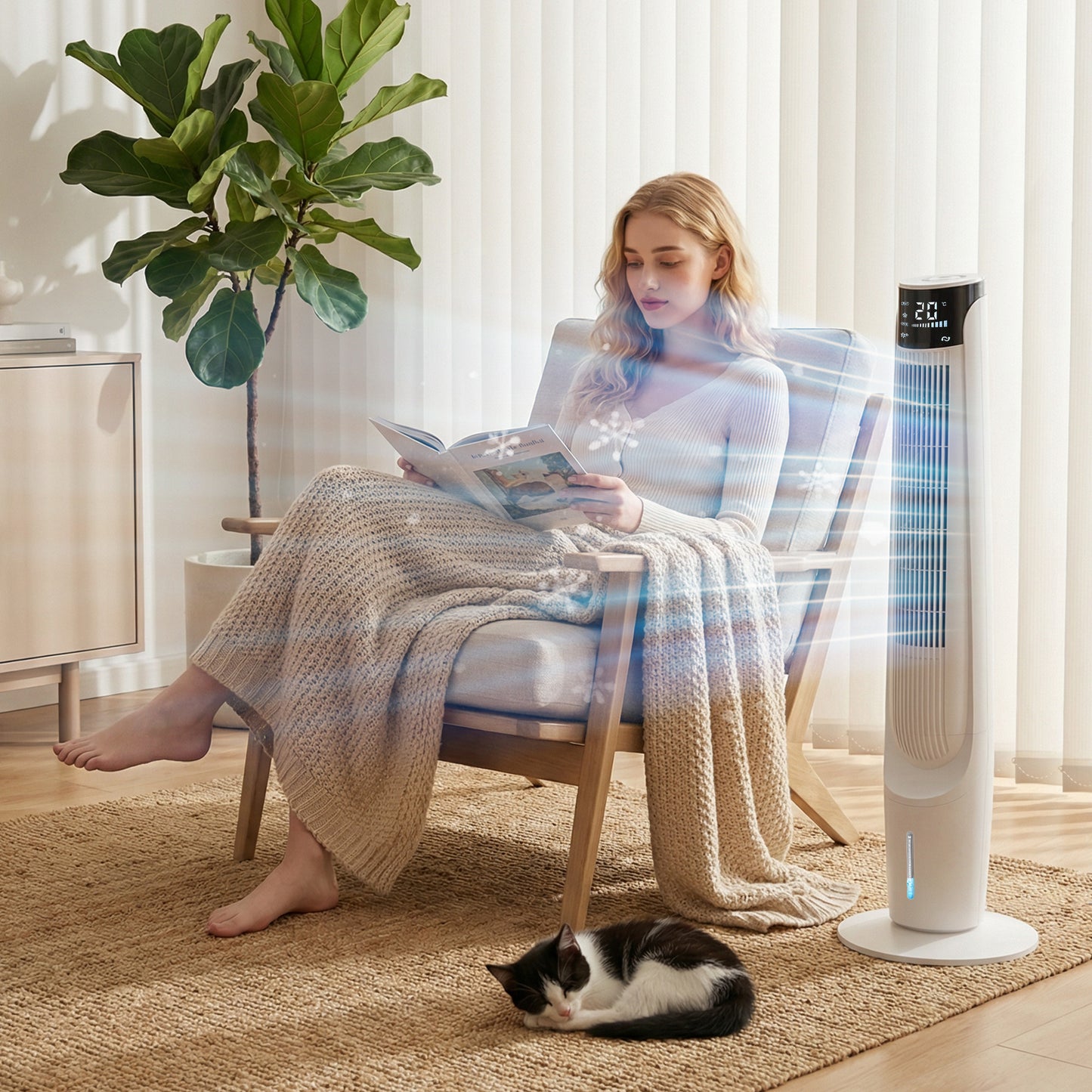 Air Cooler Ice Cooling Fan for Bedroom, Living Room, White