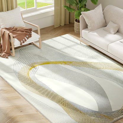 Machine Washable Rug, Allergy-Friendly Floor Carpet, Cream White