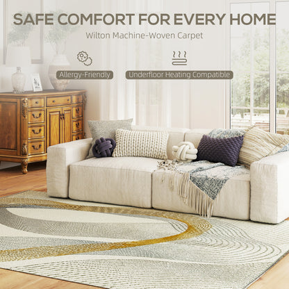 Machine Washable Rug, Allergy-Friendly Floor Carpet, Cream White