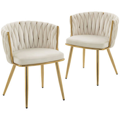 Upholstered Kitchen Chairs Set of 2 with Wrap-around Backrest, Cream