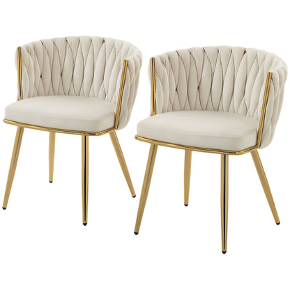 Upholstered Kitchen Chairs Set of 2 with Wrap-around Backrest, Cream
