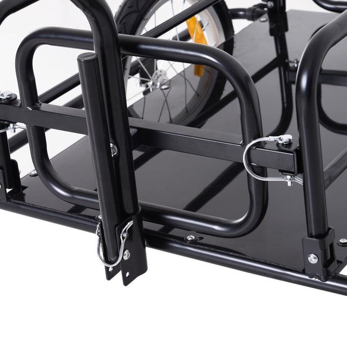 Bike Cargo Trailer Bicycle Cargo Storage Cart w/ Hitch Cycling Camping Luggage Storage Carrier Transport Steel Black