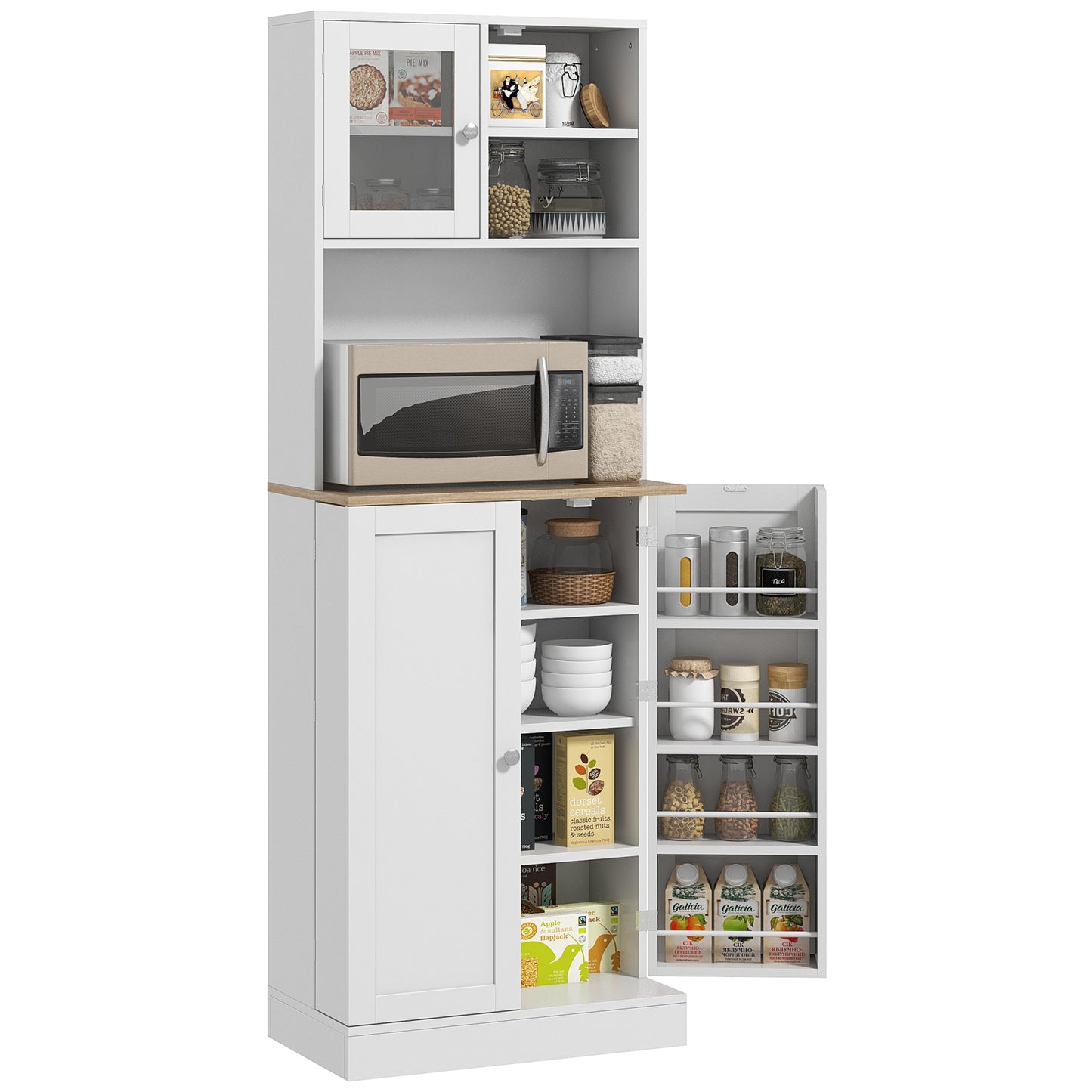 169cm Tall Kitchen Pantry Storage Cabinet with Microwave Shelf