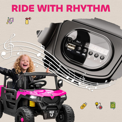 12V Kids Ride on Car, Kids UTV with Electric Dump Bed, Pink