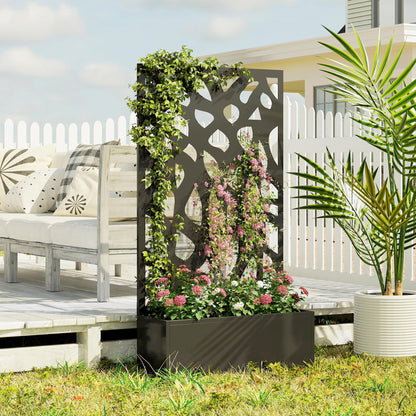 Metal Raised Garden Bed with Trellis, Outdoor Planter Box