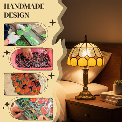 Tiffany-Style Table Lamp for Bedroom, Bulb not Included, Orange
