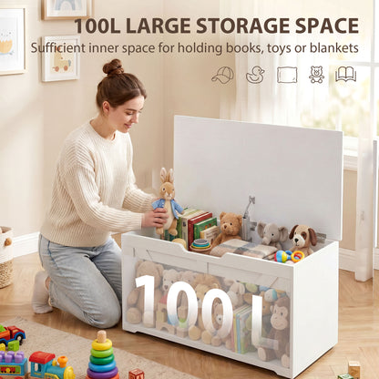 Storage Trunk for Living Room, with Safety Hinge, 80cm, White
