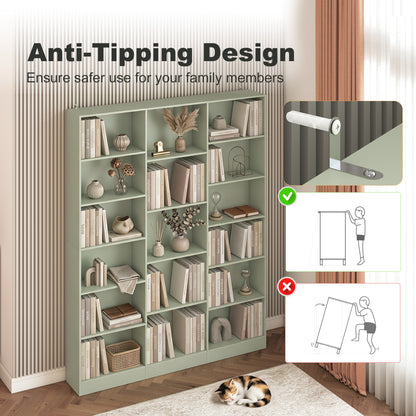 Bookcase Freestanding Open Storage Shelf with 17 Compartments
