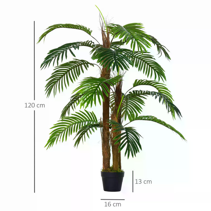 120cm/4FT Artificial Palm Tree Decorative Plant w/ 19 Leaves Nursery Pot Fake Plastic Indoor Outdoor Greenery Home Office D√É¬©cor