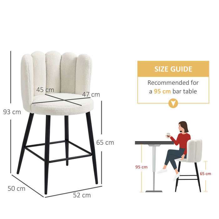 Bar Stools Set of 2, Breakfast Barstools with Backs, Cream