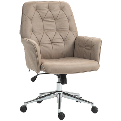 Microfibre Computer Chair with Armrest, Modern Swivel Chair with Adjustable Height, Khaki