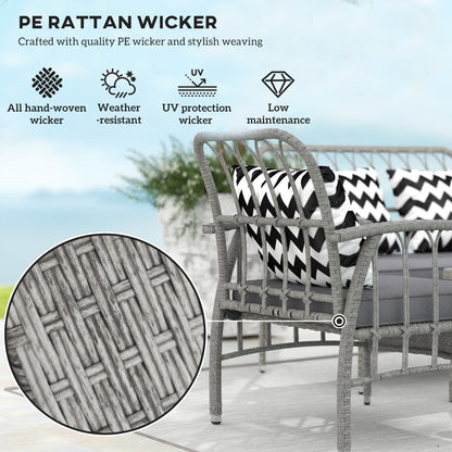 4 Piece Rattan Garden Furniture Set with Adjustable Back, Grey
