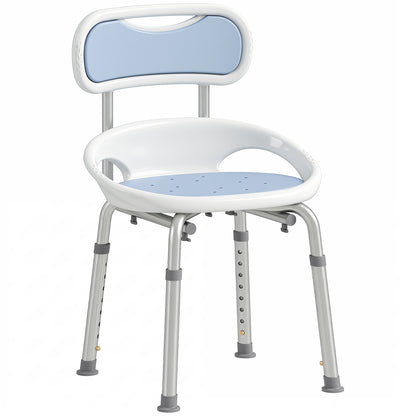 Aluminium Alloy Shower Chair with Back and Enclosed Side Support, Bath Seat with Adjustable Height, Anti-slip Shower Bench for Seniors, Tool-Free Assembly, 136 kg