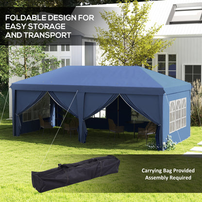 3x6m Pop Up Gazebo Party Tent Canopy Marquee with Storage Bag Blue