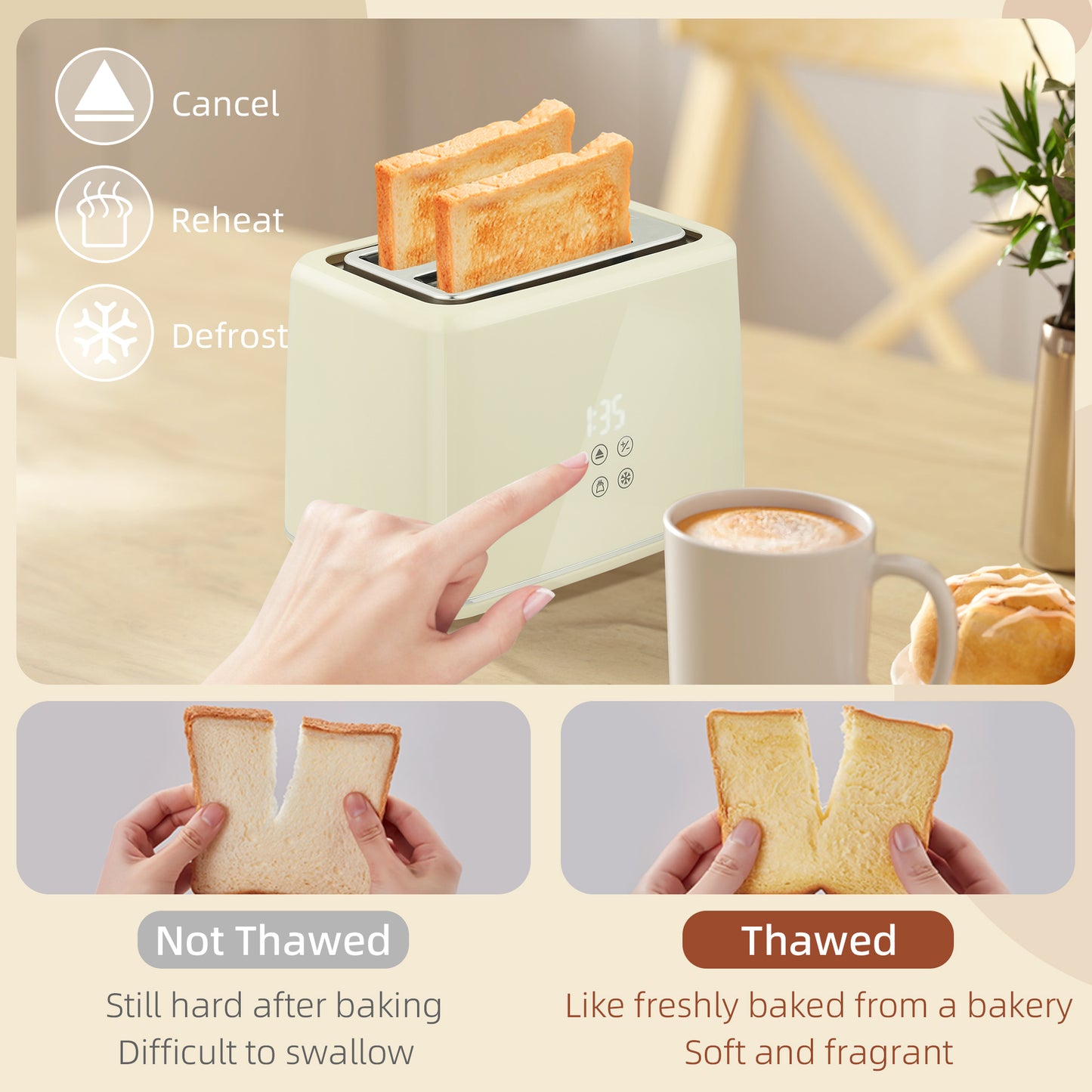 1.5L 3000W Fast Boil Electric Kettle and 2 Slice Toaster Set, Beige