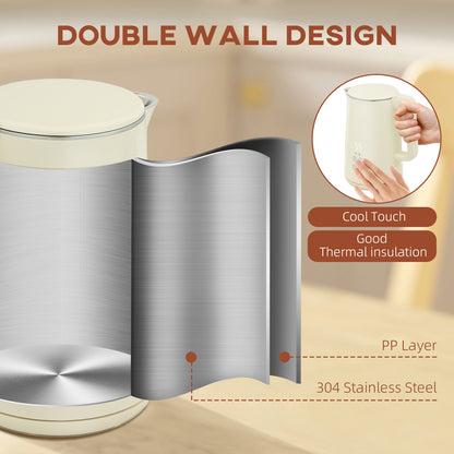 1.5L 3000W Fast Boil Electric Kettle and 2 Slice Toaster Set, Beige