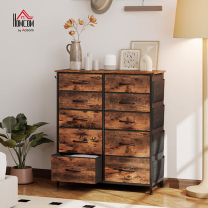 Fabric Chest of Drawers, 10 Drawer Dresser for Bedroom, Rustic Brown