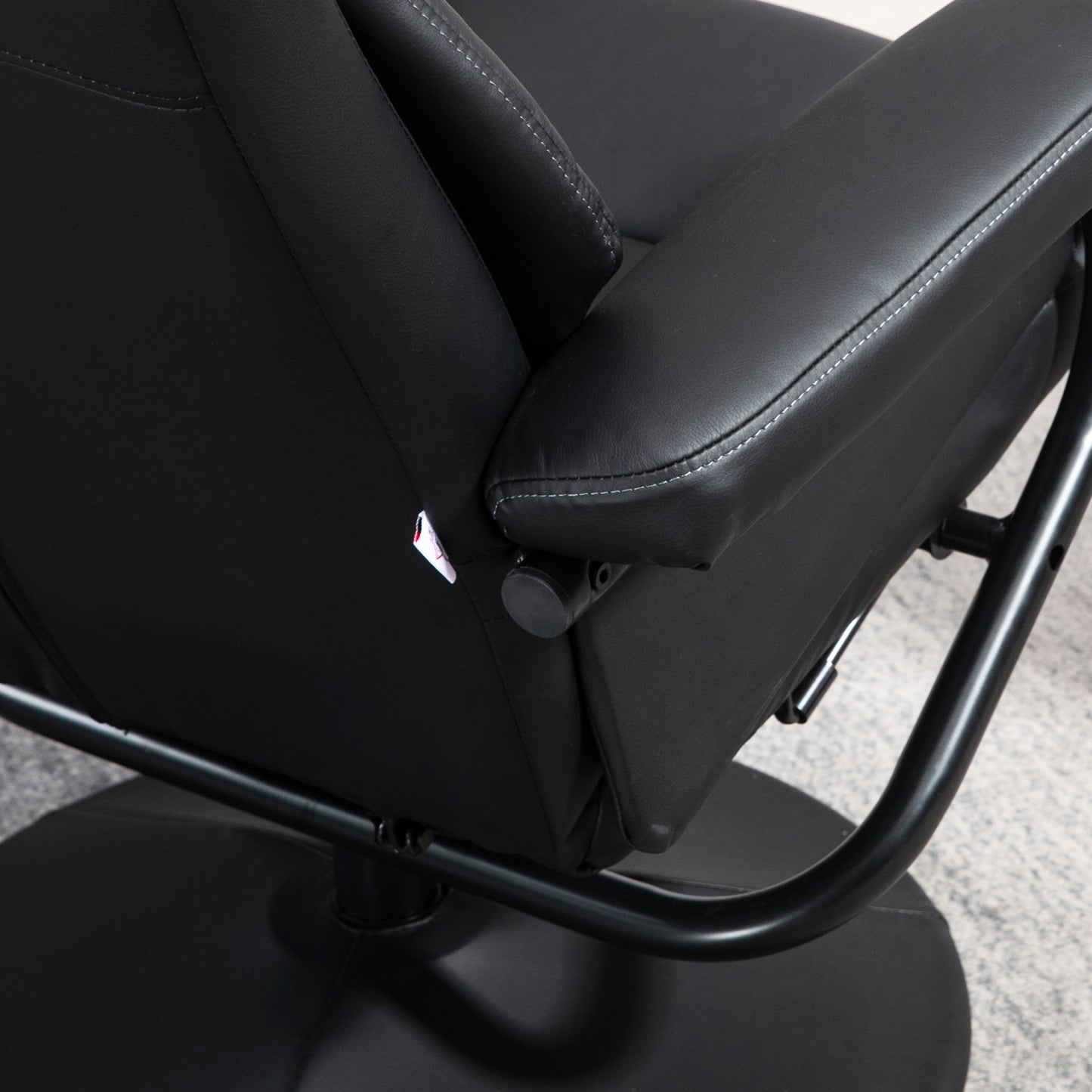 PU Leather Swivel Recliner Armchair with Ottoman, Black