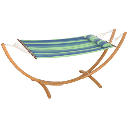 Hammock with Stand, Triple-Head Wood Hammock with Cotton Bed, Blue