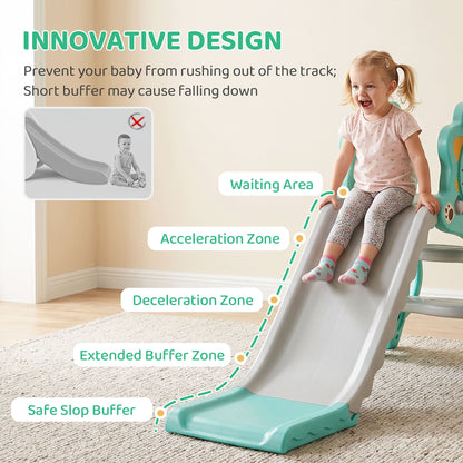 3 in 1 Kids Slide for Indoor with Basketball Hoop - Blue