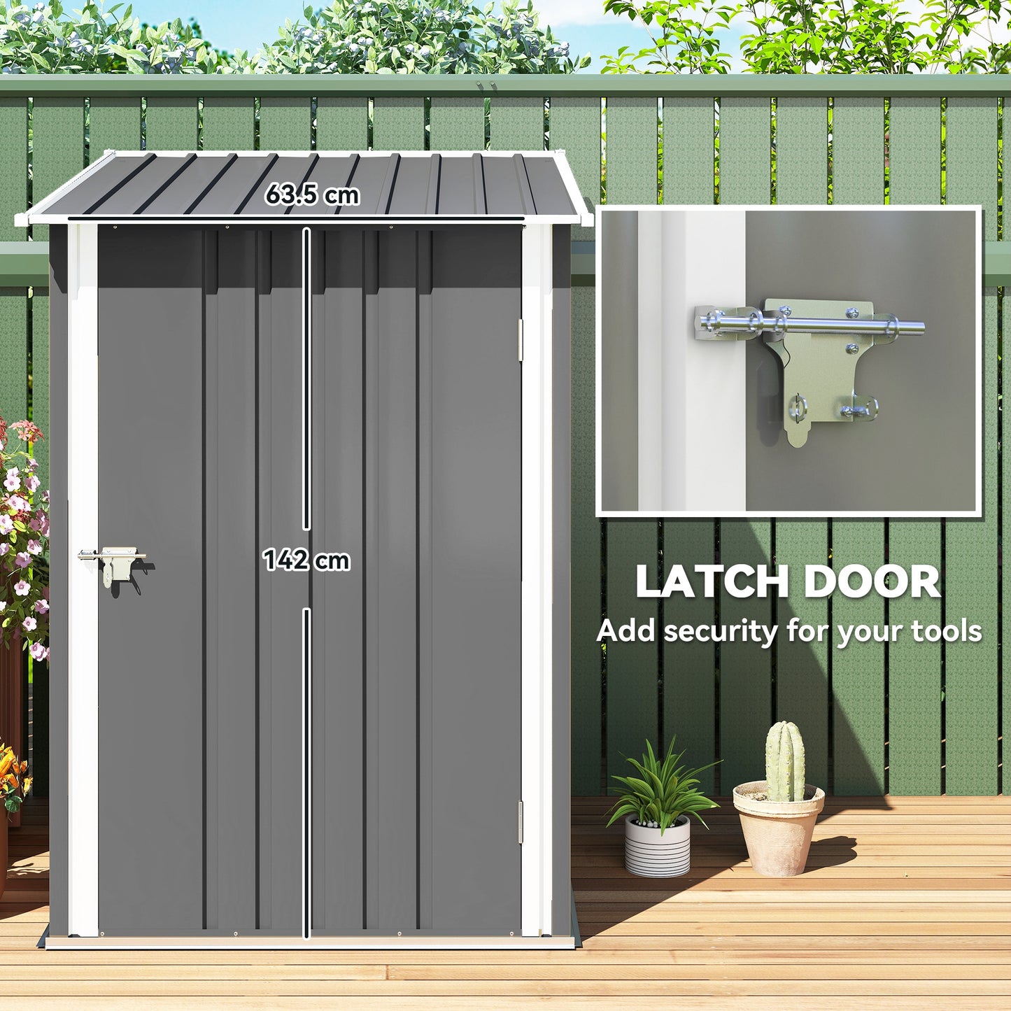 3.3ft x 3.4ft Lean to Garden Shed, Metal Outdoor Storage Shed with Single Lockable Door, Tool Storage Shed for Garden, Patio, Lawn, Grey